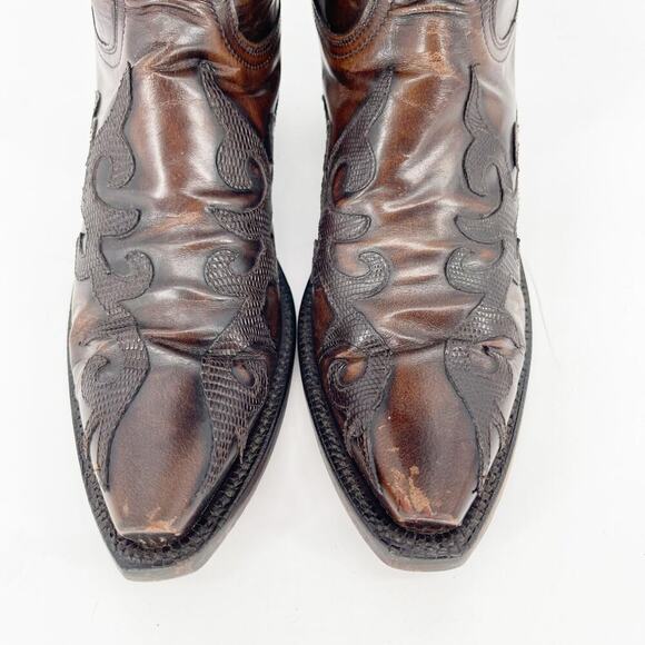 Lucchese Classics Brown Exotic Lizard Leather Overlay Western Cowgirl Boot sz 7 - Picture 6 of 12